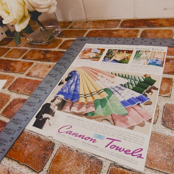 1940 Vintage Cannon Towels Print Ad Colorful Summer Towels Retro Home Decor - Picture 8 of 12